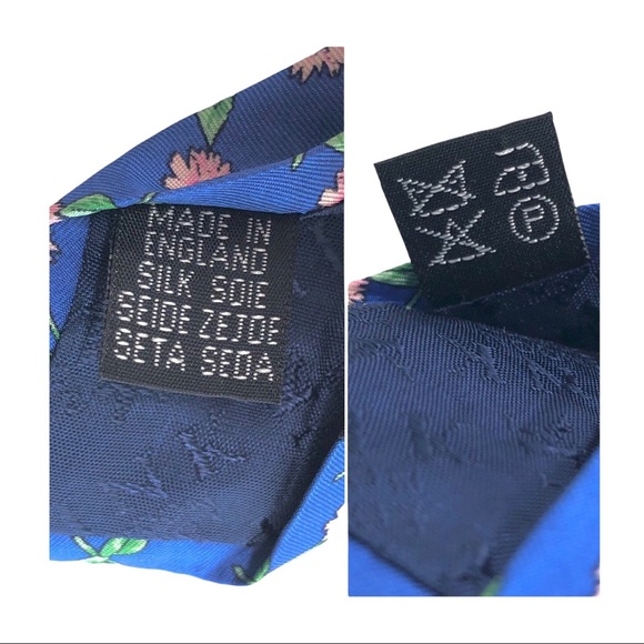 Thomas PINK Men's Neck Tie Blue with Pink Flowers 100% Silk made in Engl… - Picture 10 of 12
